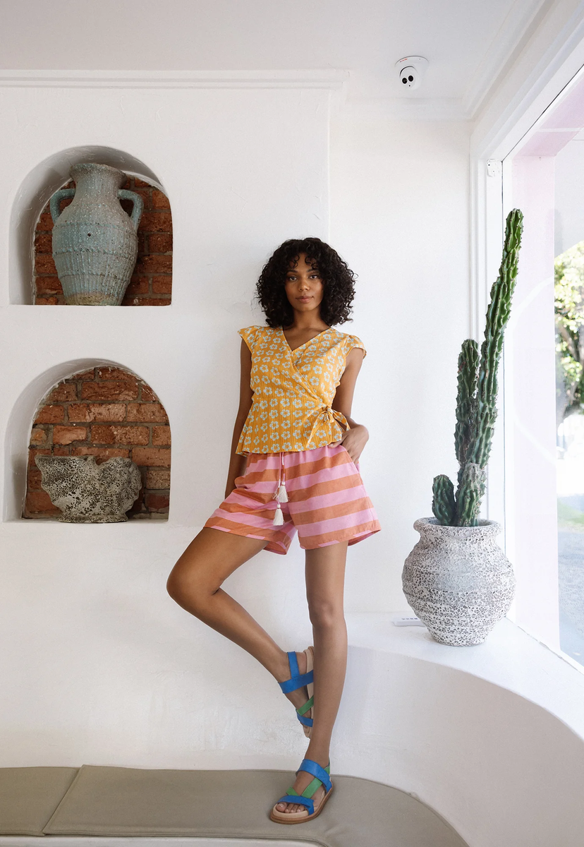 Nancybird - Iris Shorts - Pink Rust Stripe – Gioco Giro