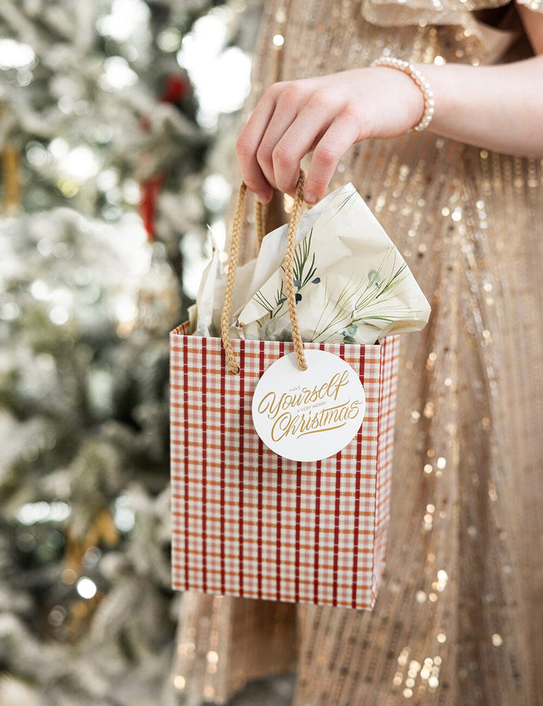 Bespoke Letterpress  Small Gift Bag Christmas Tartan