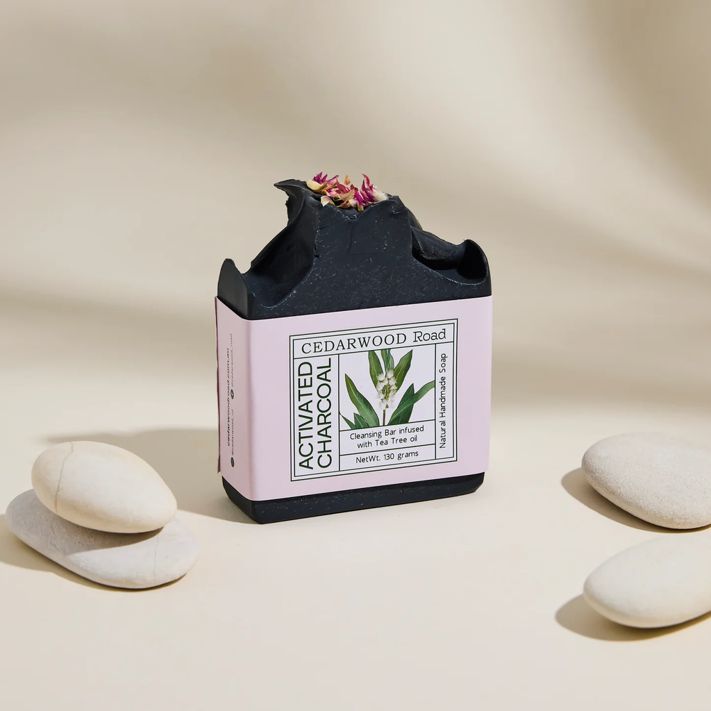 CEDARWOOD Road  Activated Charcoal Soap Antibacterial Power of Tea Tree for Oily Skin