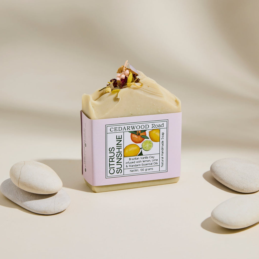 CEDARWOOD Road  Citrus Sunshine Soap  Uplifting Natural Soap Bar With Lemon, Lime & Mandarin
