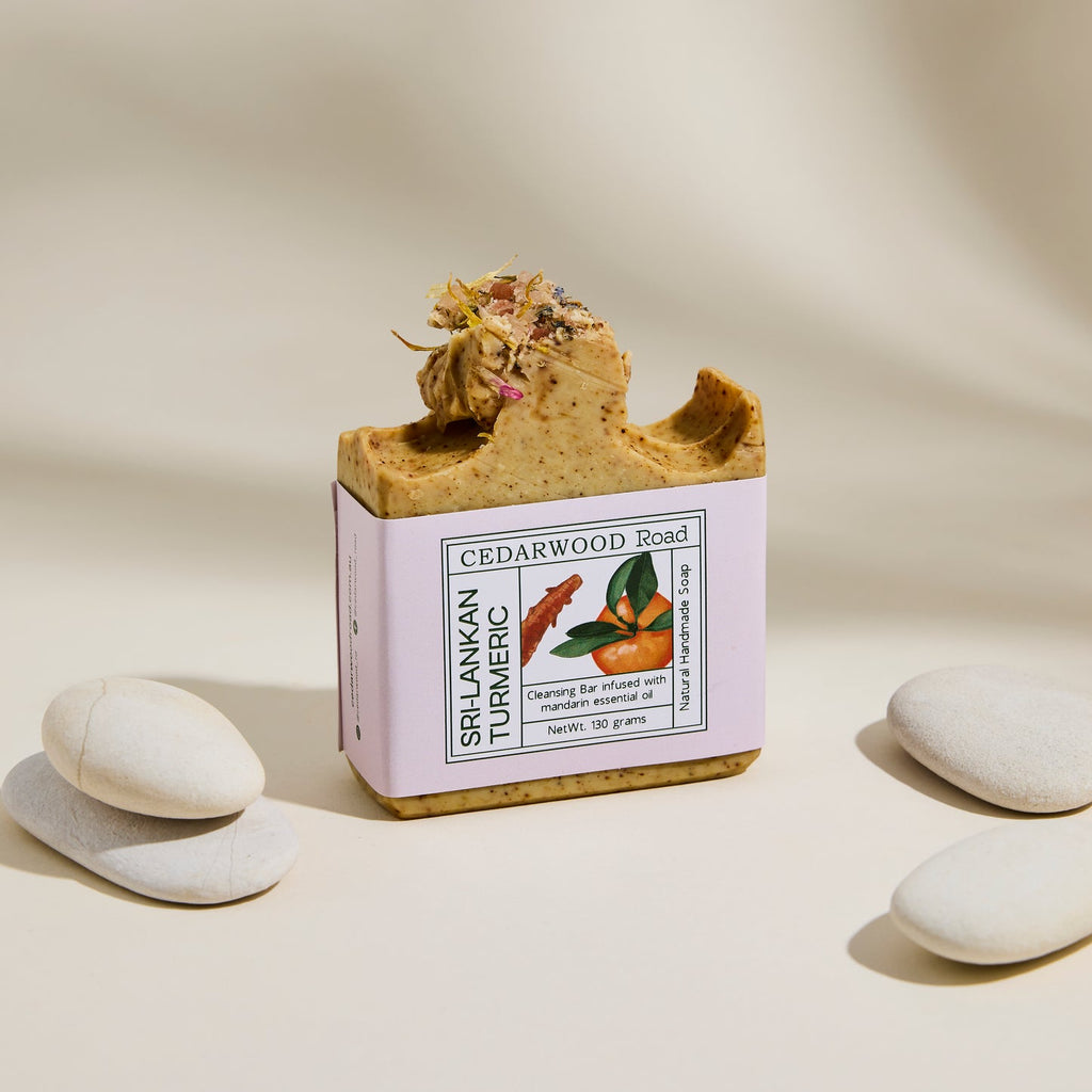 CEDARWOOD Road  Sri Lankan Turmeric Soap   Natural Brightening Soap Bar with Mandarin  Essential Oil