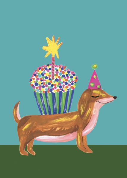 Dachshund And Cup Cake Card