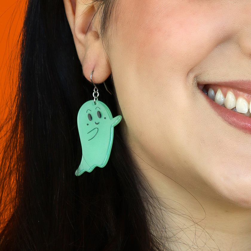 erstwilder bone ghost drop earrings halloween glow in the dark