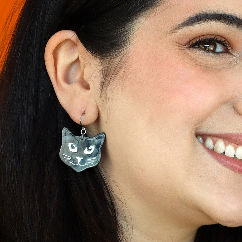 erstwilder black cat drop earrings halloween 