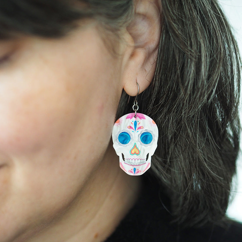 erstwilder frida kahlo dia de los muertose drop earrings