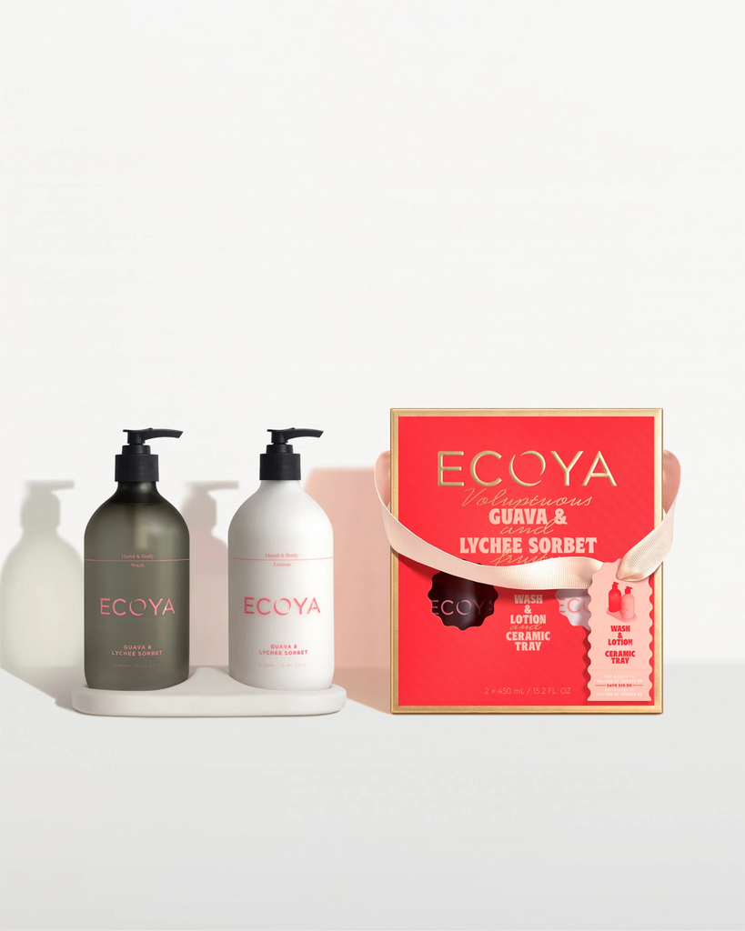 Ecoya Holiday Collection  Bathroom Gift Set Guava & Lychee Sorbet