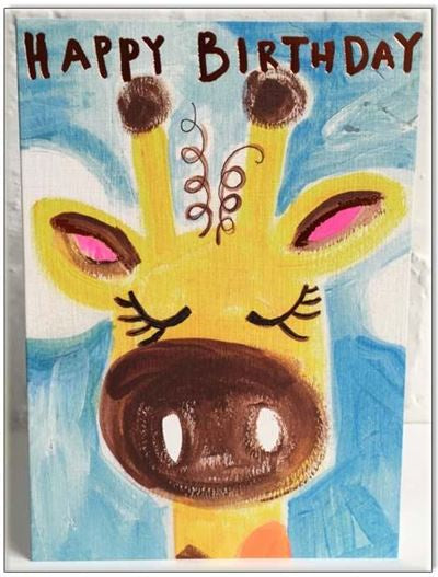 Giraffe Blue Birthday Card