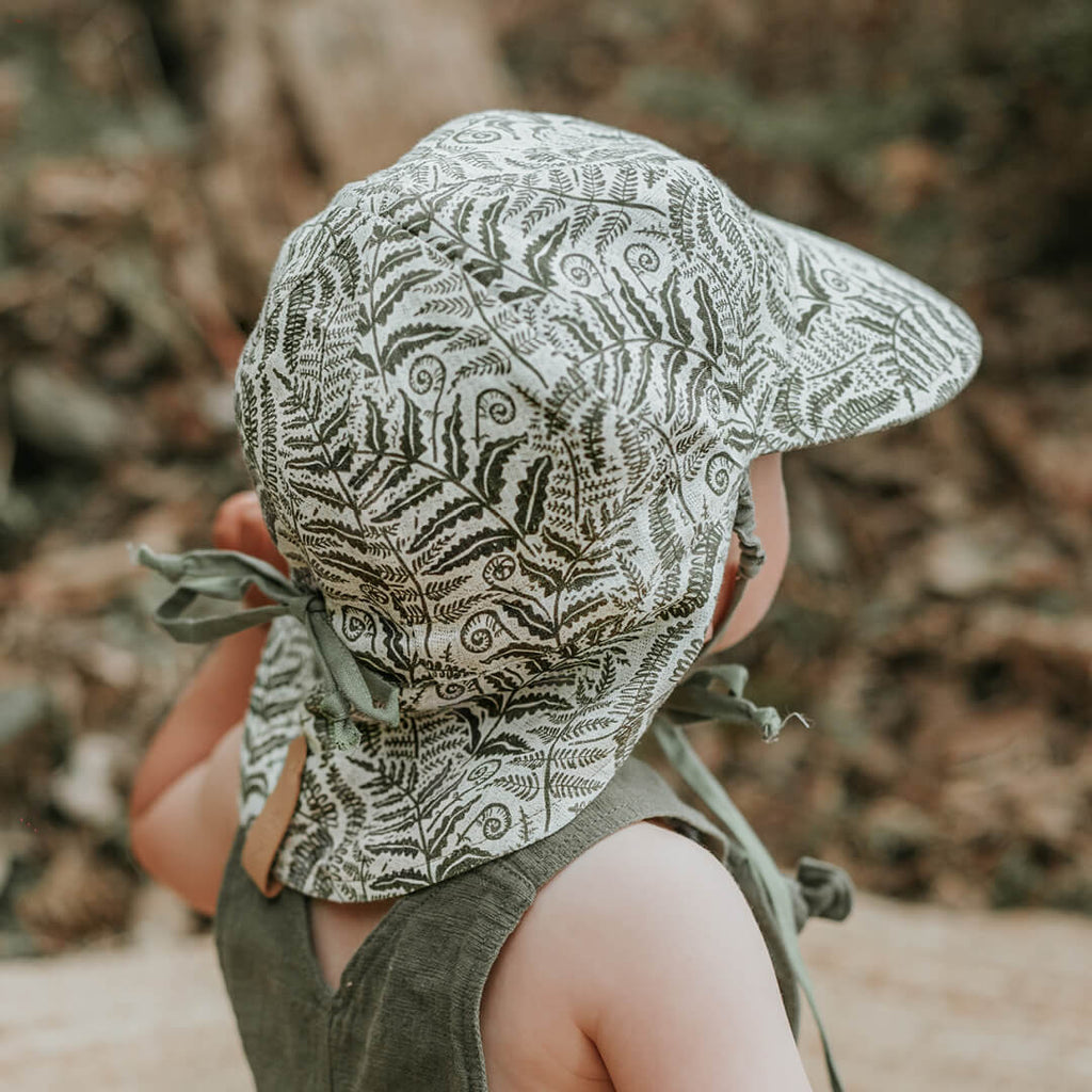 Bedhead Hats  'Lounger' Baby Reversible Flap Hat  Fern/ Moss