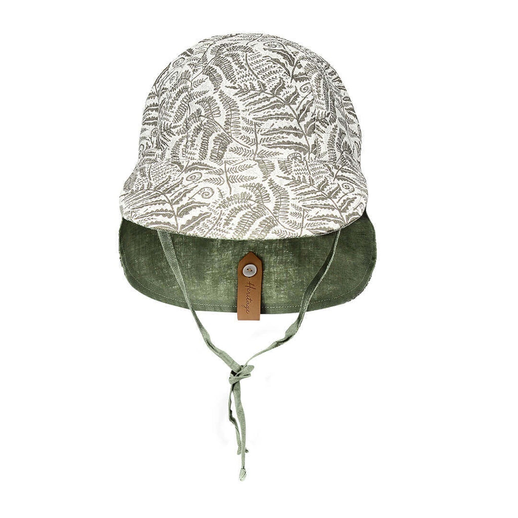 Bedhead Hats  'Lounger' Baby Reversible Flap Hat  Fern/ Moss