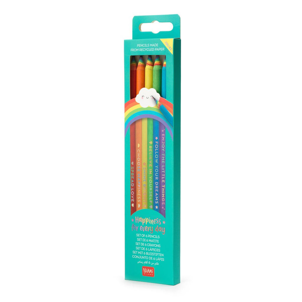 Legami Set of 6 HB Graphite Pencils Happiness For Everyday