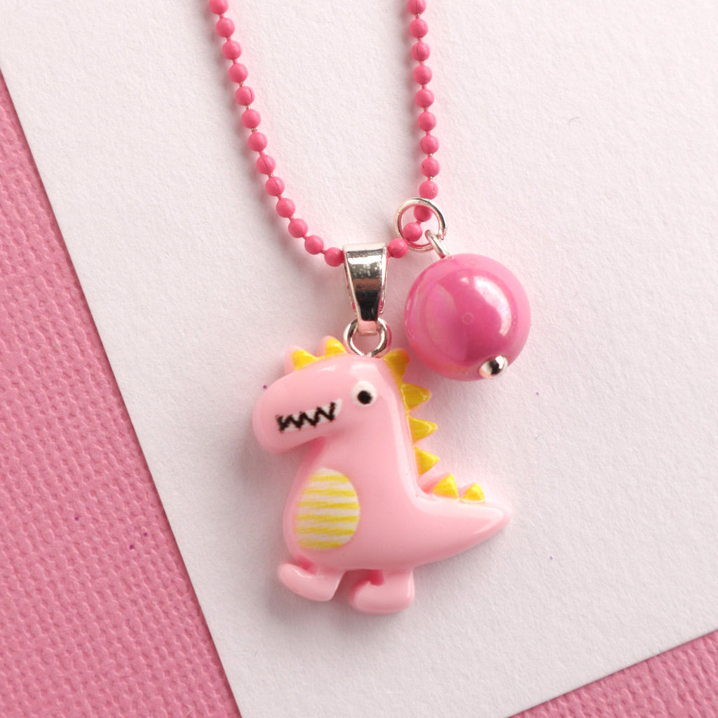 Mon Coco Pink Dinosaur Necklace
