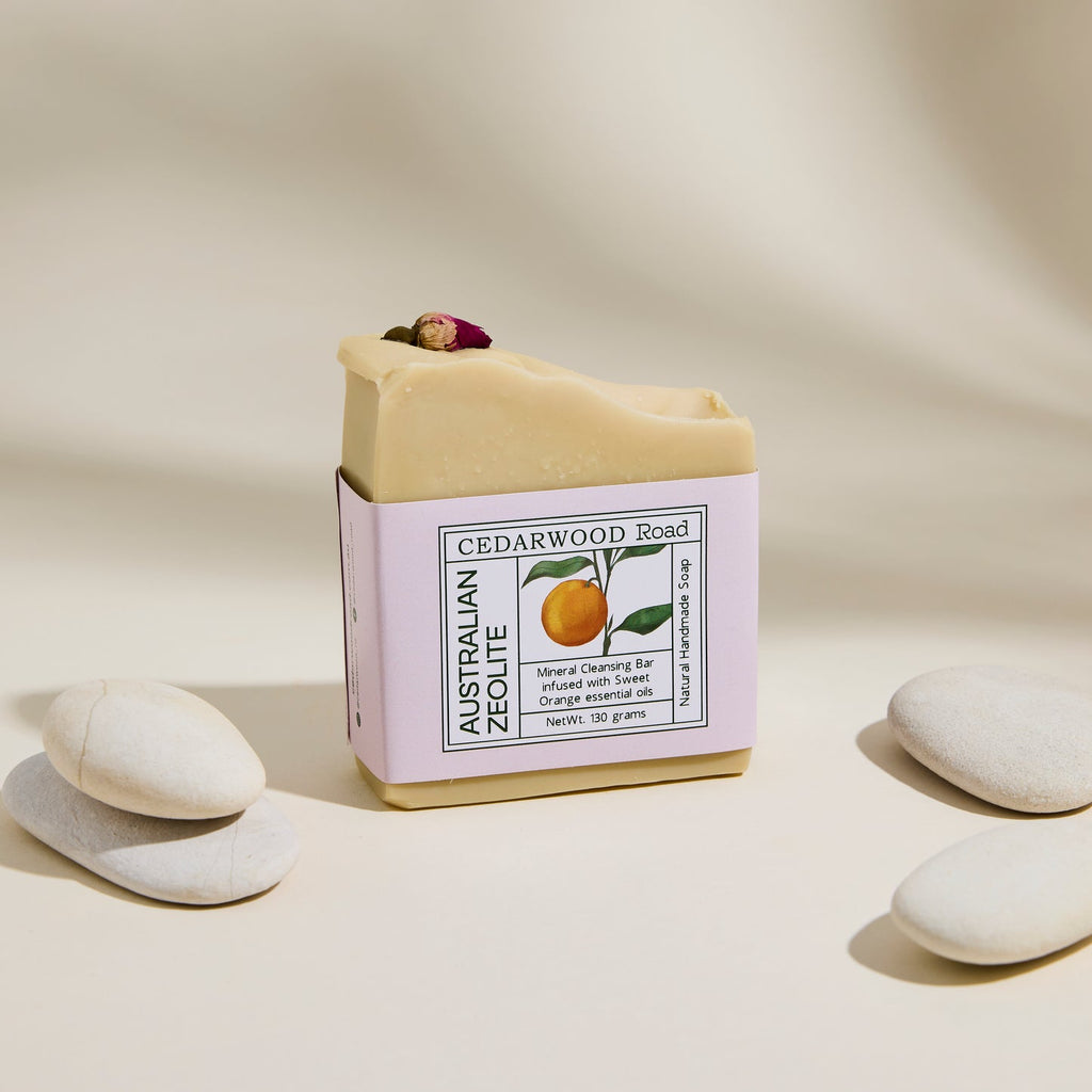 CEDARWOOD Road   Ausstralian Zeolite Soap - Detoxifying Natural Soap Bar with Sweet Orange Essential Oil