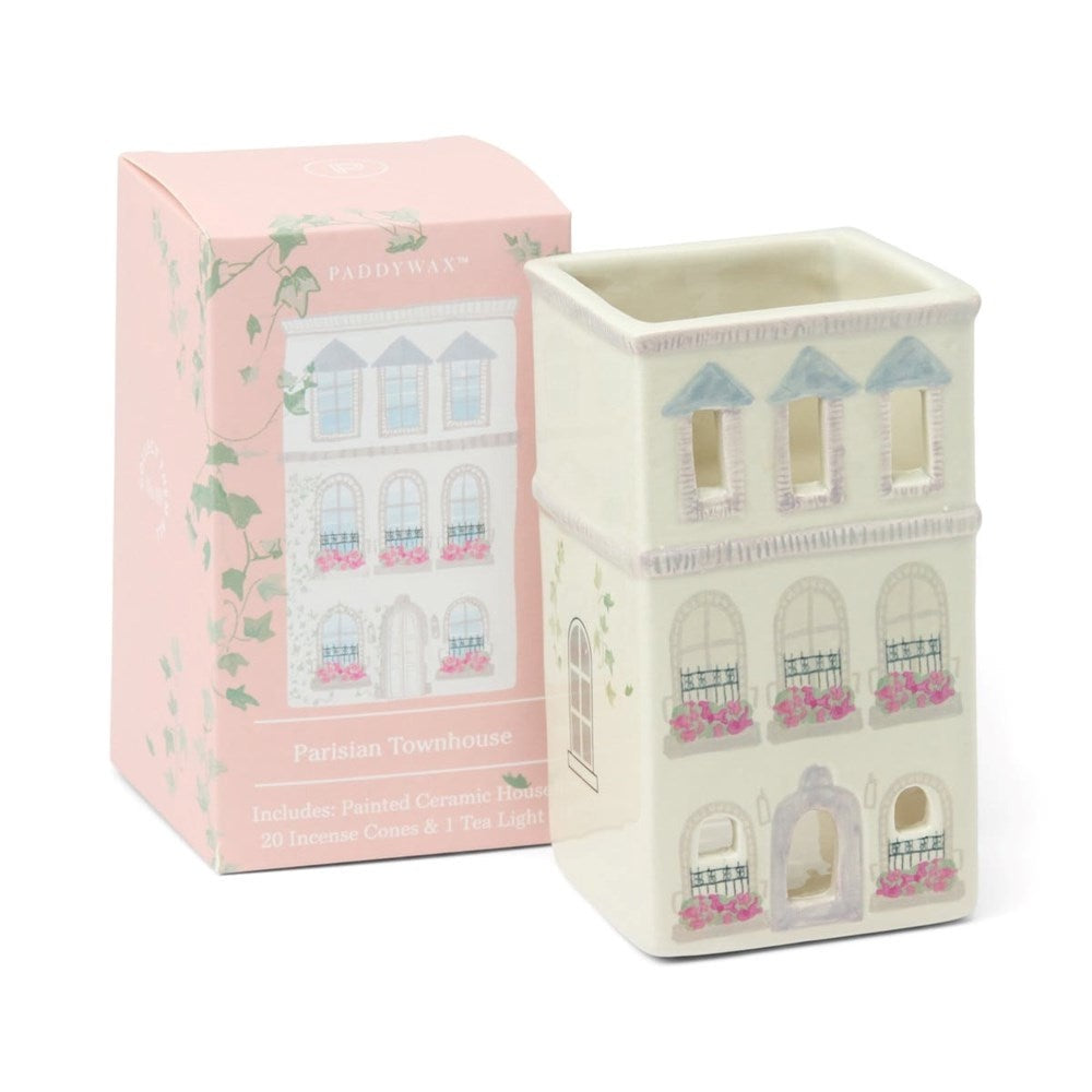 Paddywax Parisian Townhouse Style Incense & Tea Light Holder Ceramic House