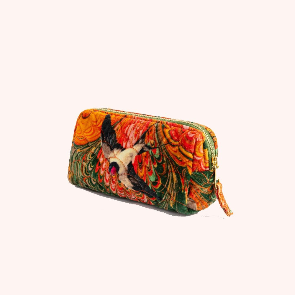 Powder UK Marbled Swallow Quilted Vanity Bag  Orange