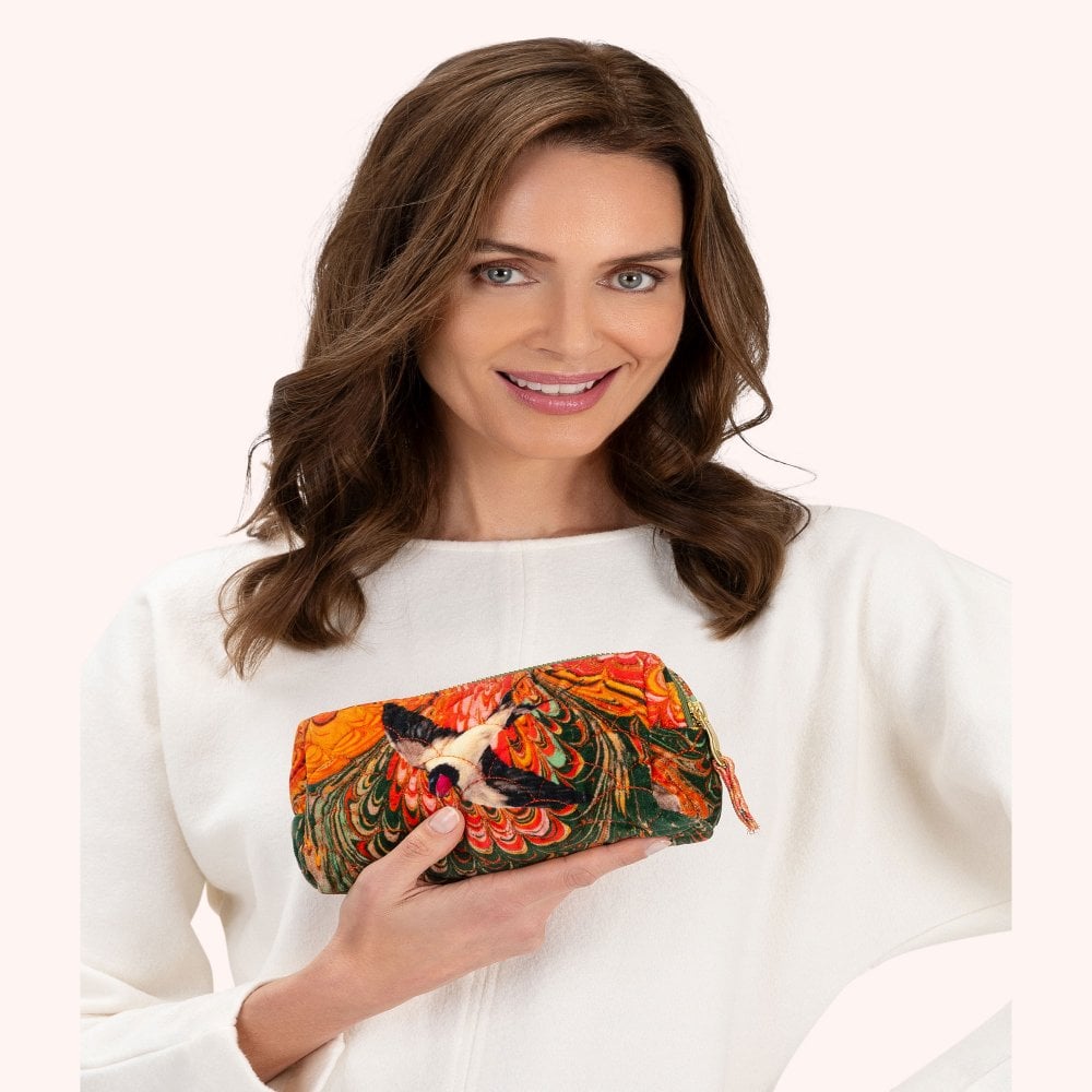 Powder UK Marbled Swallow Quilted Vanity Bag  Orange