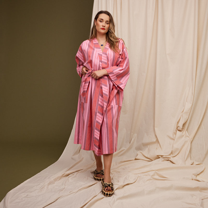 Sage x Clare Brigitte Cotton Bath Robe  Scarlet