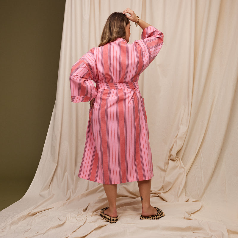 Sage x Clare Brigitte Cotton Bath Robe  Scarlet