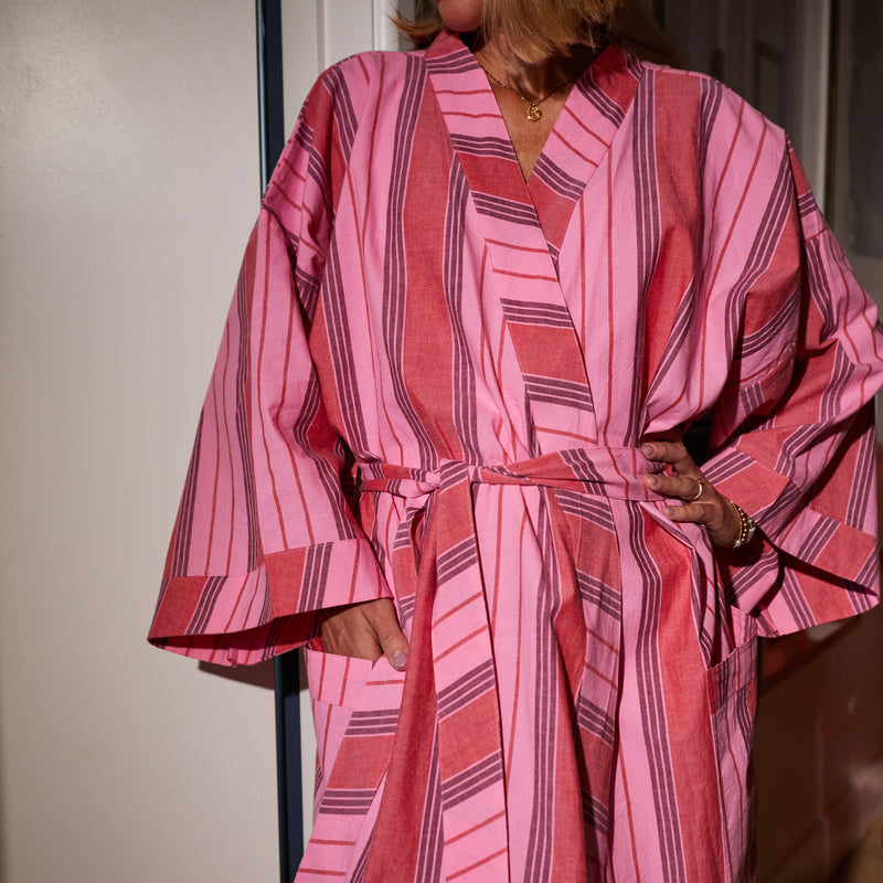 Sage x Clare Brigitte Cotton Bath Robe  Scarlet