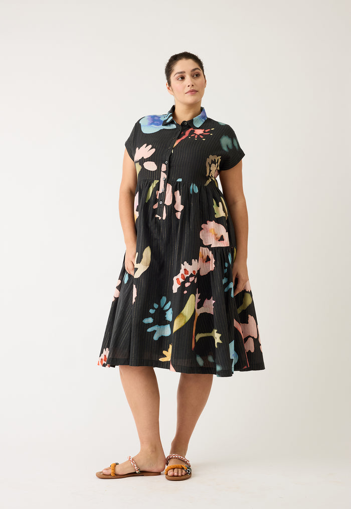 nancybird maja dress watercolour charcoal
