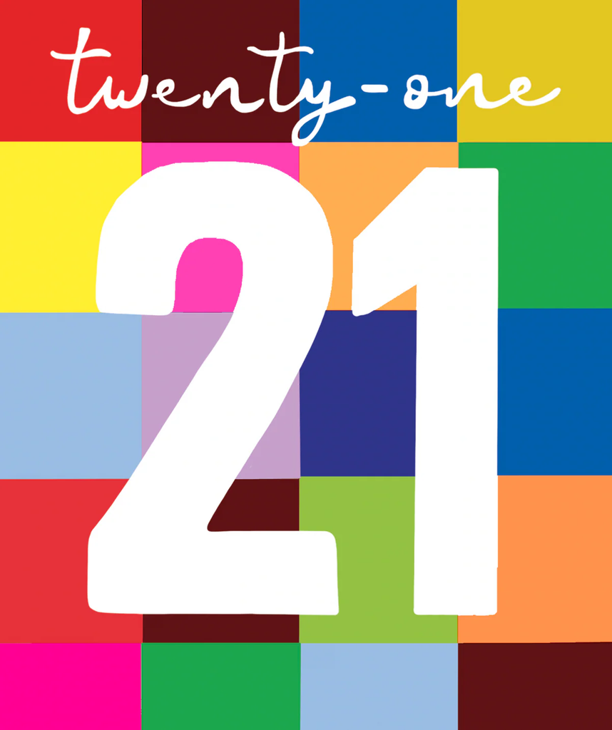 Colorful pattern with the number '21' on a geometric background