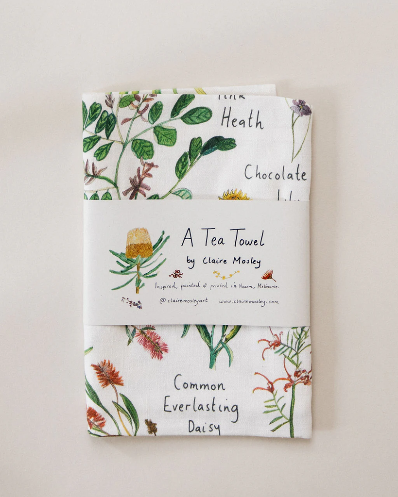 tea towel claire mosley merri creek flowers