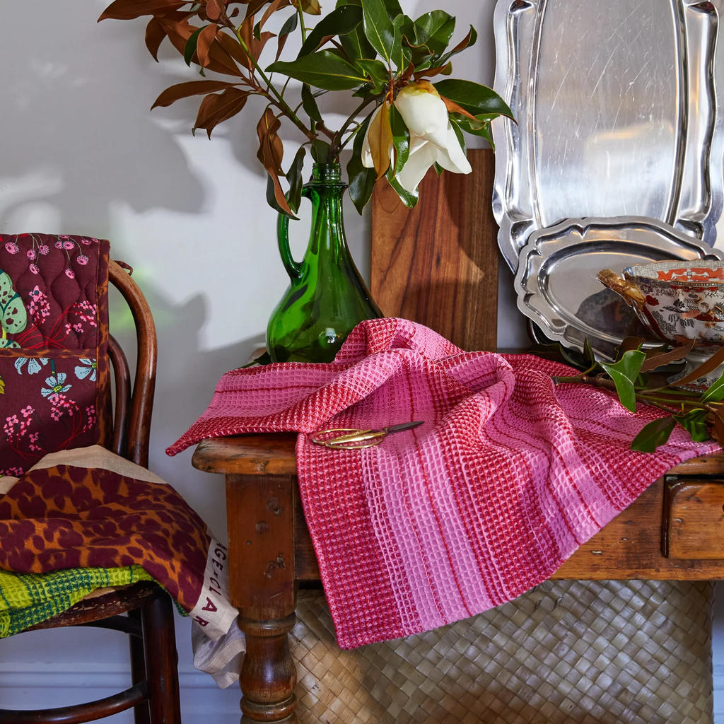 sage clare tea towel brigitte cosmo pink