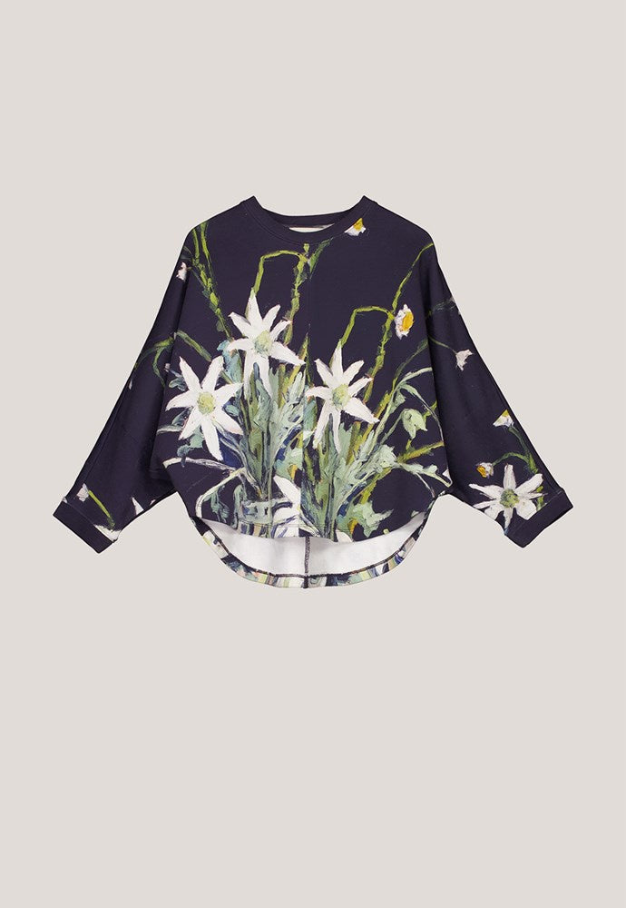 nancybird dahlia batwing sweat still life