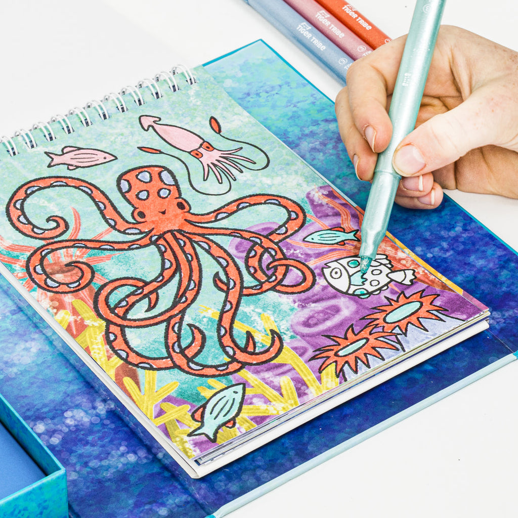 tiger tribe colouring set sea life