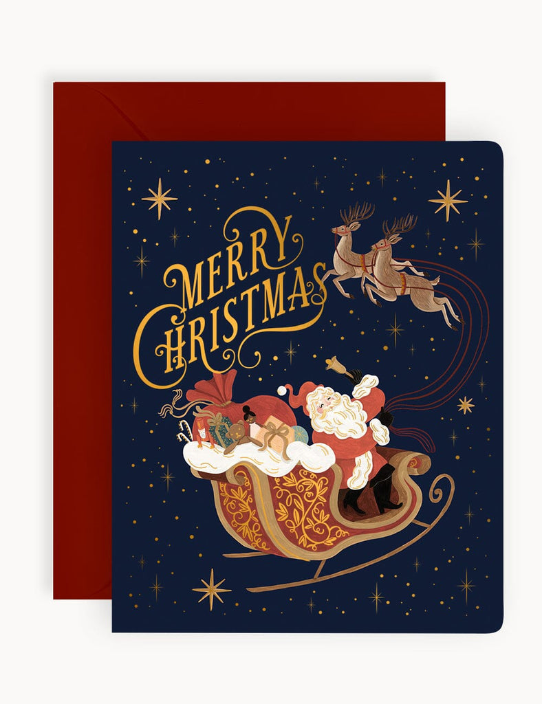 bespoke letterpress merry christmas starry night card