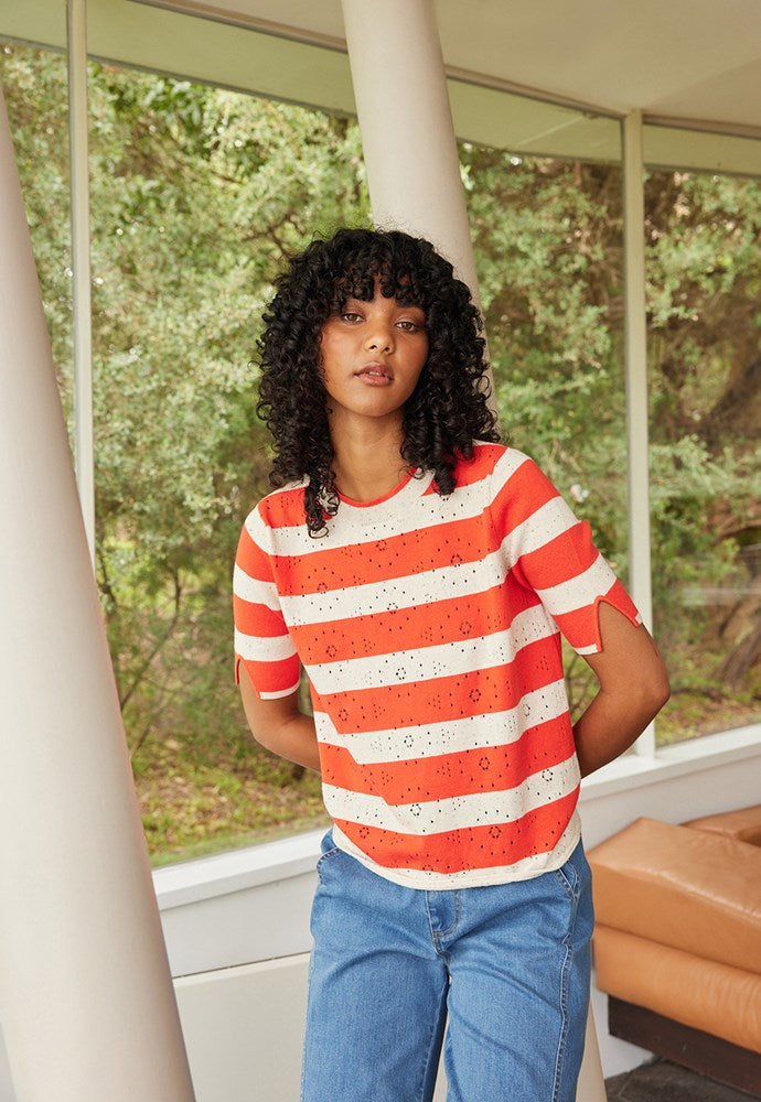 Nancybird Rana Knit Tee Red Stripe