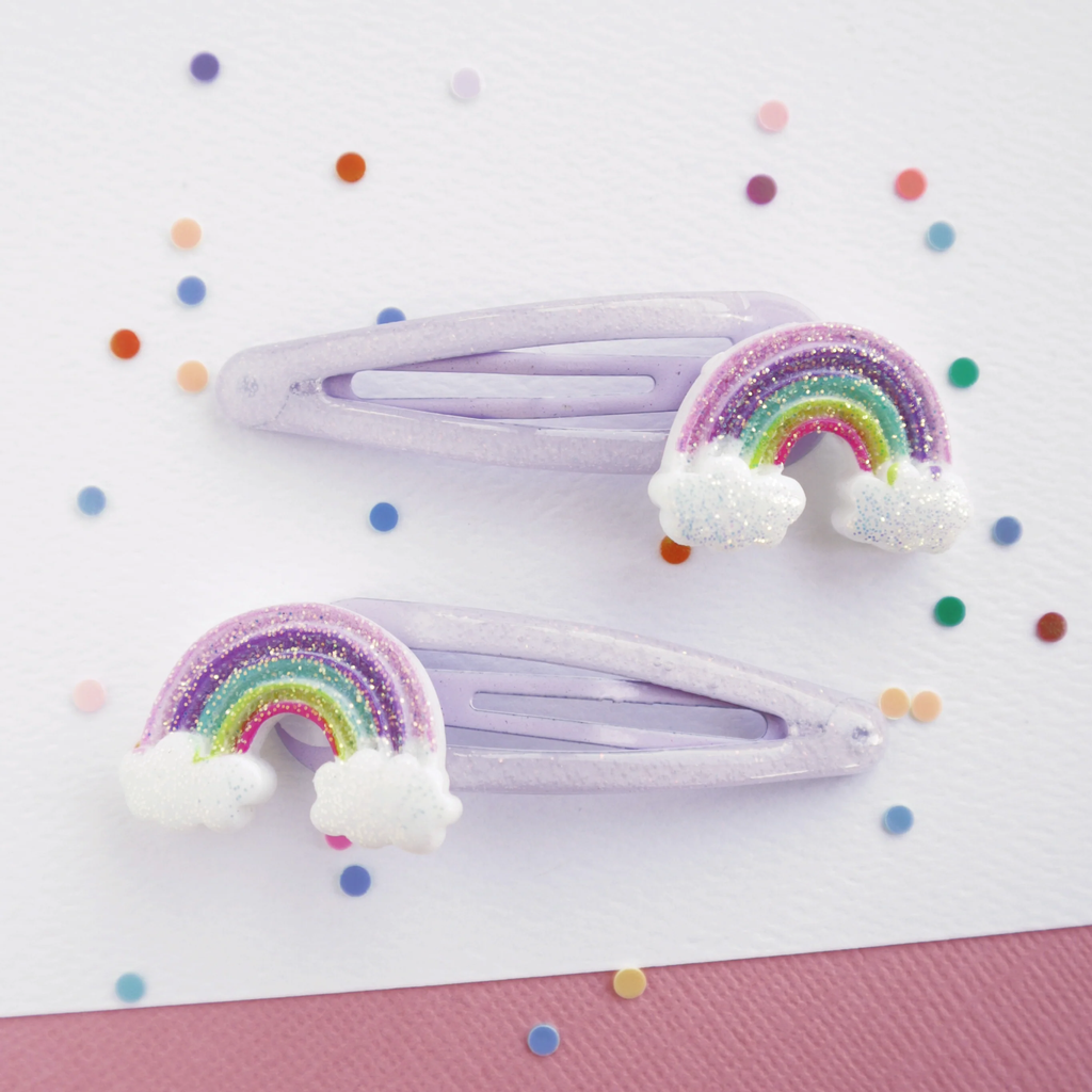 rainbow cloud hair clips