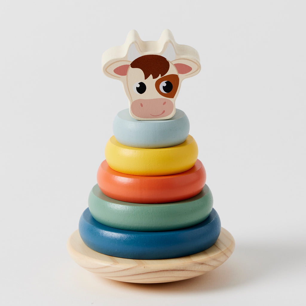 Zookabee  Cow Tower Rings  wooden toys