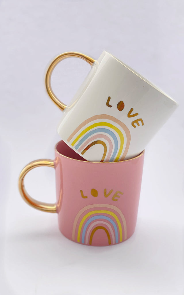 love mug pink white