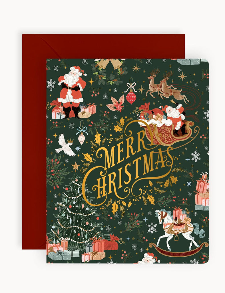 bespoke letterpress merry christmas jolly santa card