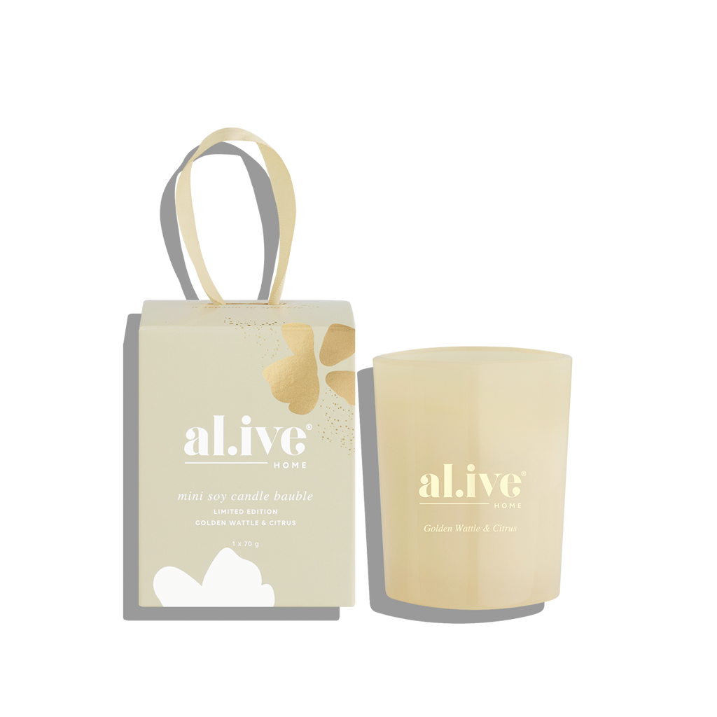 al.ive Body  Mini Soy Candle Bauble Golden Wattle & Citrus