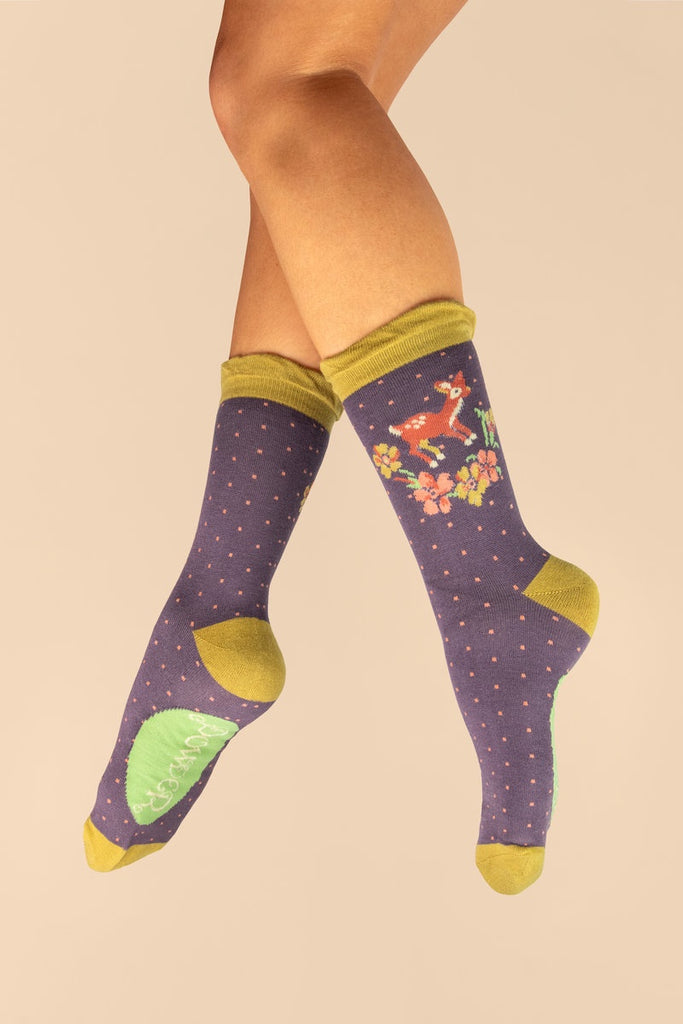 Powder UK Vintage Fawn Ankle Socks Lilac