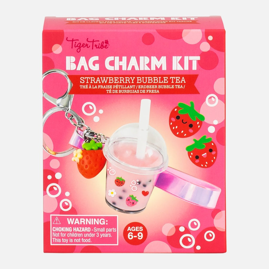 Bag Charm Kit  Strawberry Bubble Tea tiger tribe