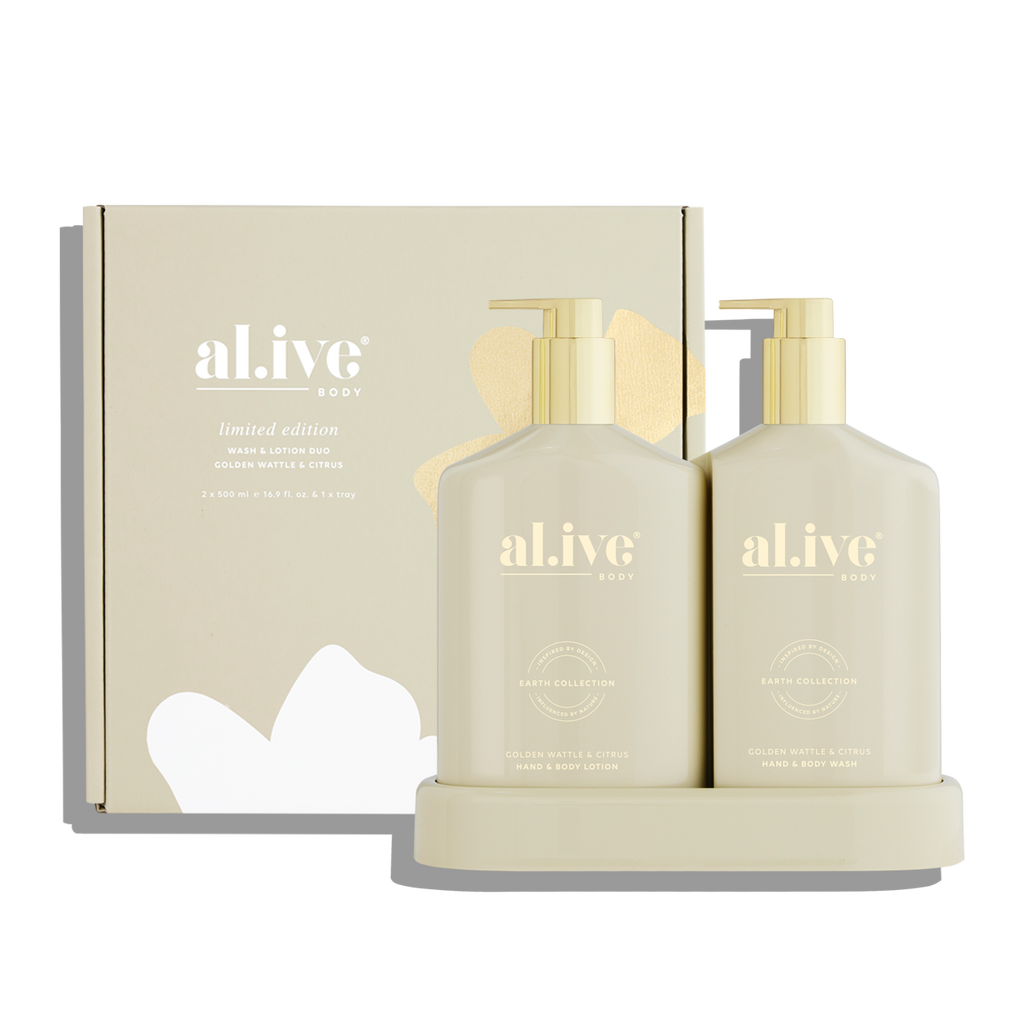 aL.ive wash lotion duo limited edition golden wattle citrus