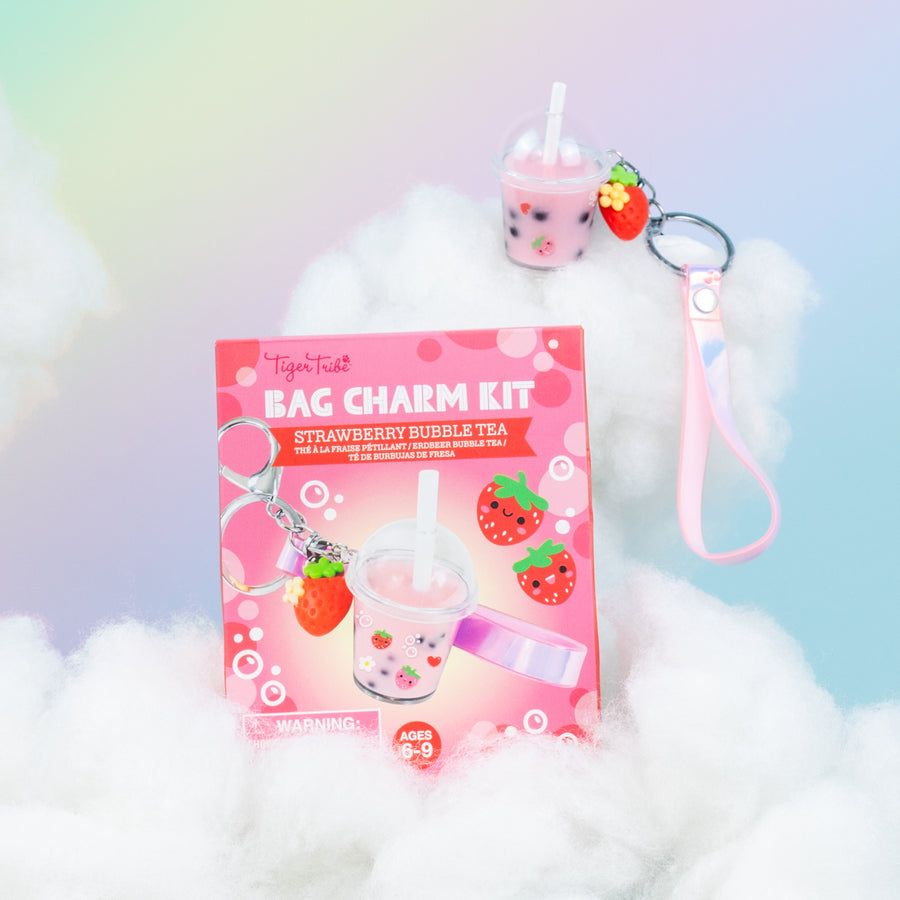 Bag Charm Kit  Strawberry Bubble Tea tiger tribe