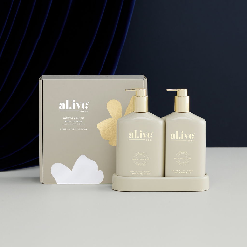 aL.ive wash lotion duo limited edition golden wattle citrus