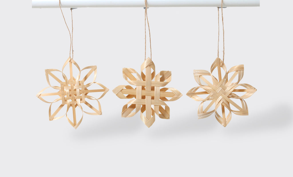 Robert Gordon Set Of 3 Woven Snowflake Decorations