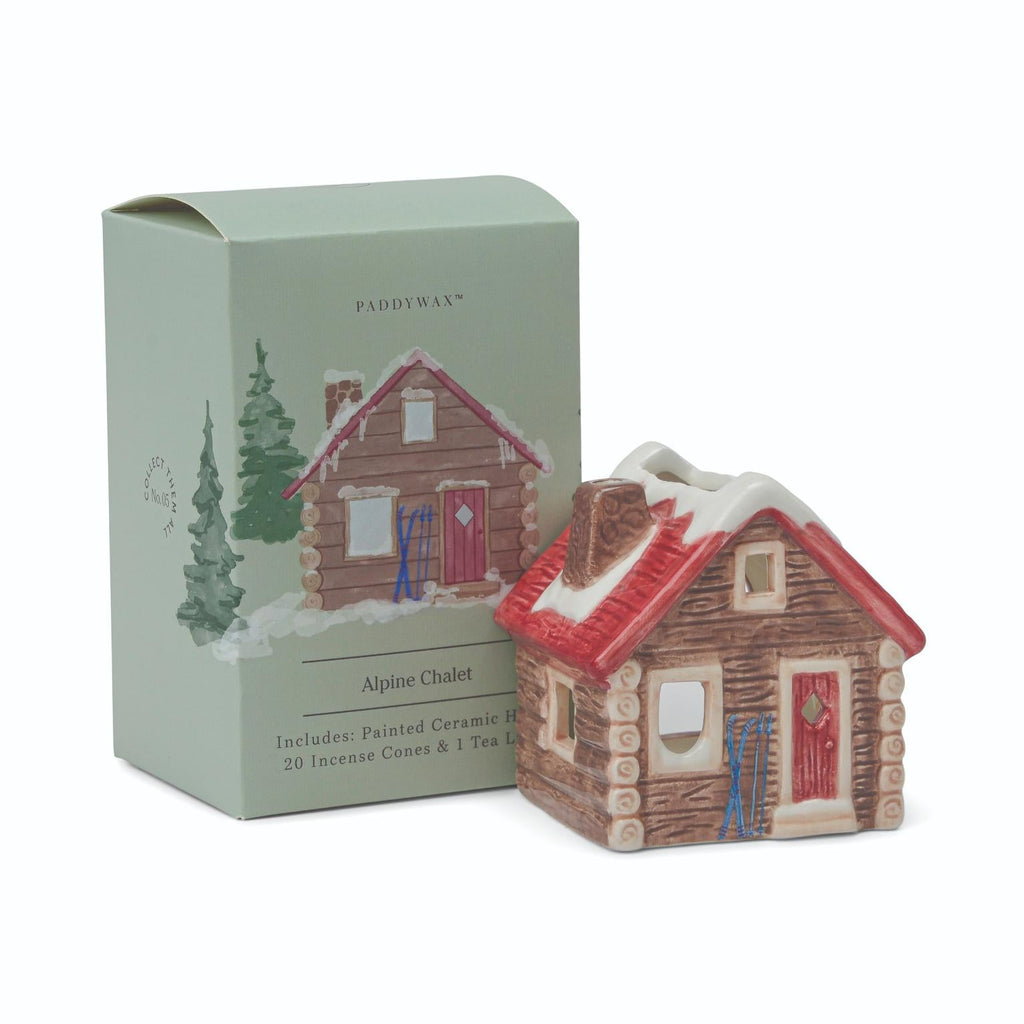 Paddywax  Alpine Chalet Style Incense & Tea Light Holder Ceramic House