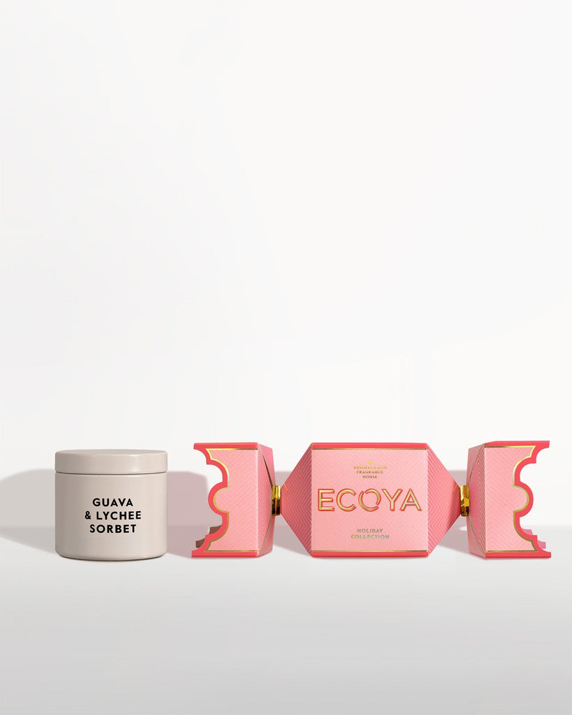 Ecoya Holiday Guava & Lychee Sorbet Tin Candle Bon Bon