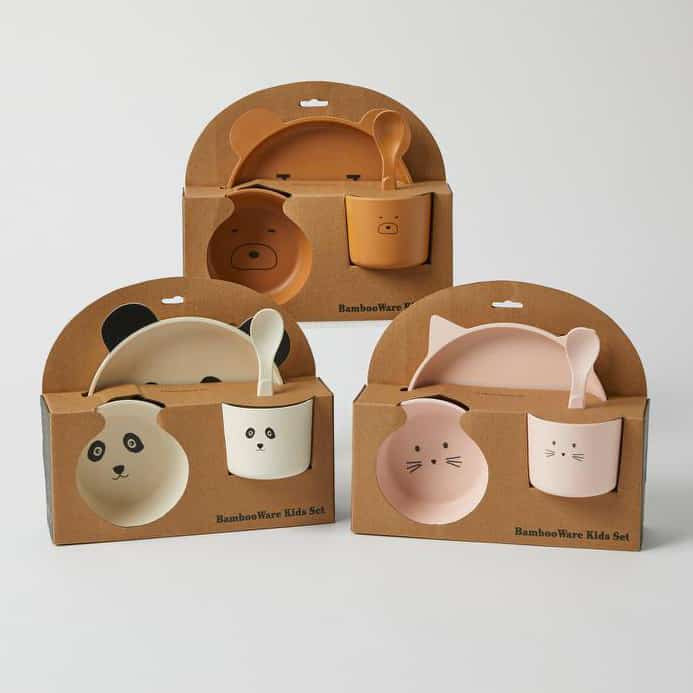 Animal Faces Bamboo Dinner Set 4Pc