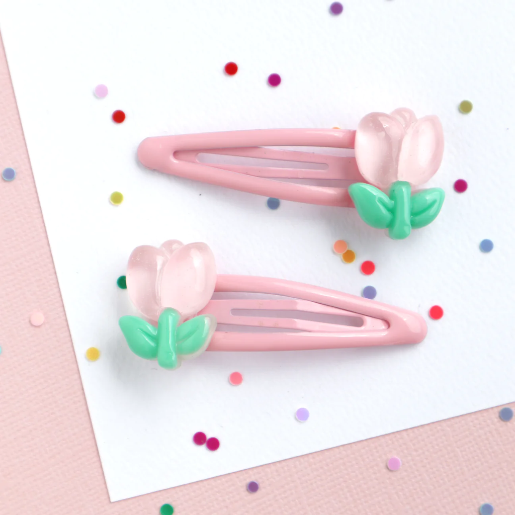 mon coco pink tulip hair clips