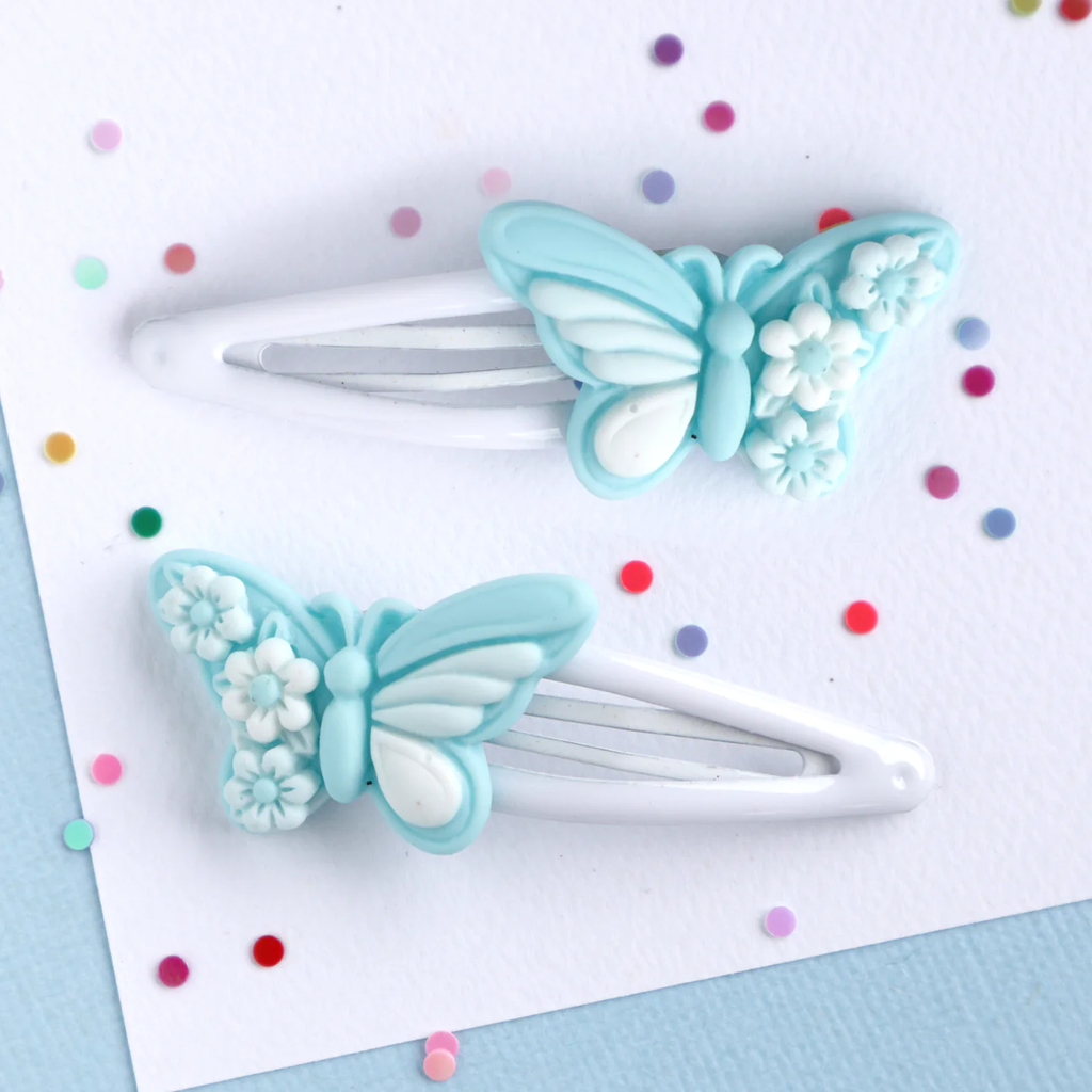 mon coco mint butterfly hair clips