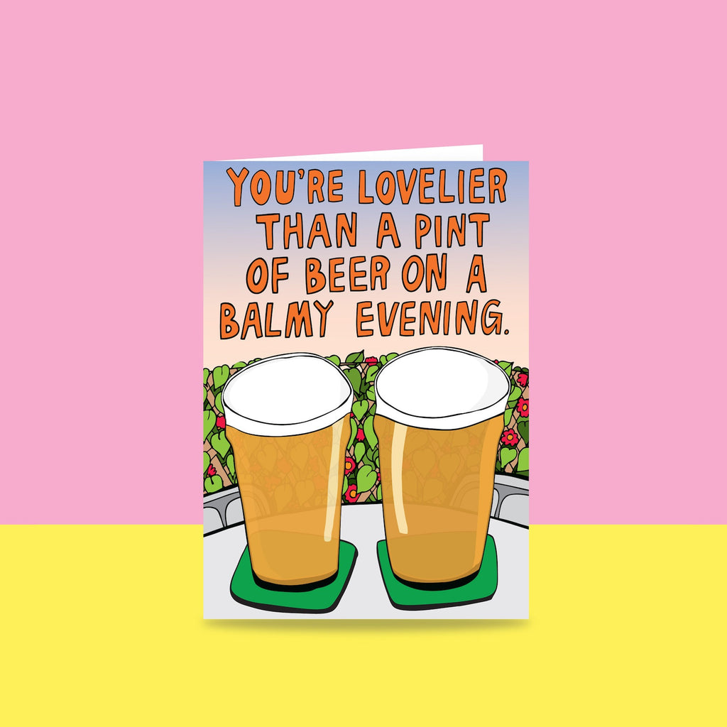 lovelier than a pint of beer valentines card