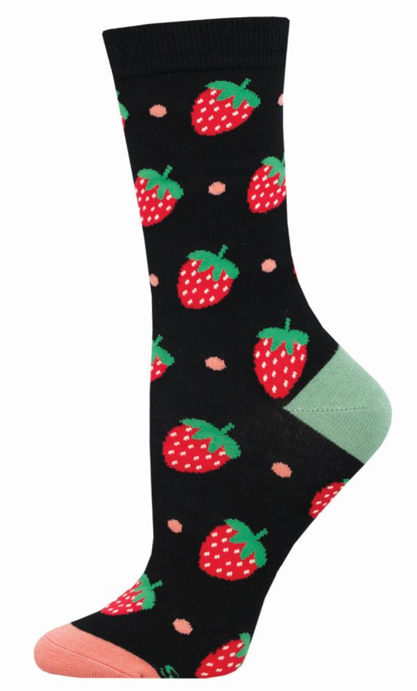 bamboo strawberries ladies socks